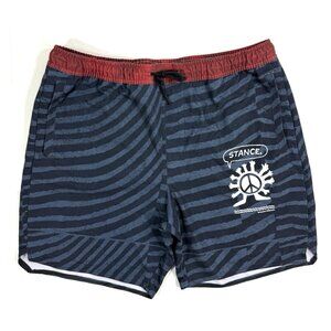 Stance Mens Complex Shorts Size XL Striped Print Workout Gym Performance Stretch